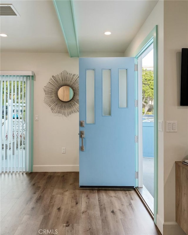 225 S Guadalupe Ave, Redondo Beach, CA 90277 - foyer entrance featuring wood finished floors, recessed lighting, and baseboards