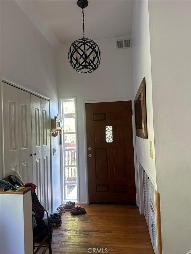 30 Bear Dr, Mt Baldy, CA 91759 - entryway featuring a high ceiling, wood finished floors, and healthy amount of natural light