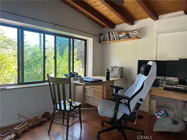 30 Bear Dr, Mt Baldy, CA 91759 - office area with wooden ceiling and wood finished floors