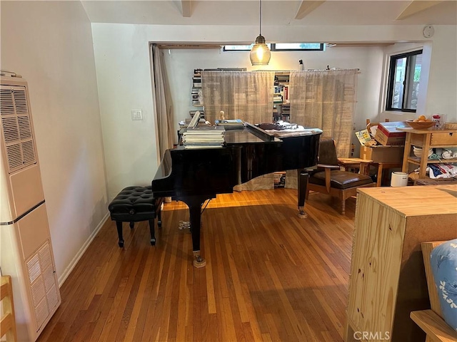 30 Bear Dr, Mt Baldy, CA 91759 - living area featuring a heating unit, wood-type flooring, and baseboards