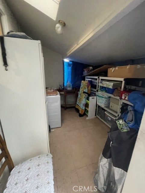 6705 Denny Ave, North Hollywood, CA 91606 - storage area featuring a skylight and washer / clothes dryer