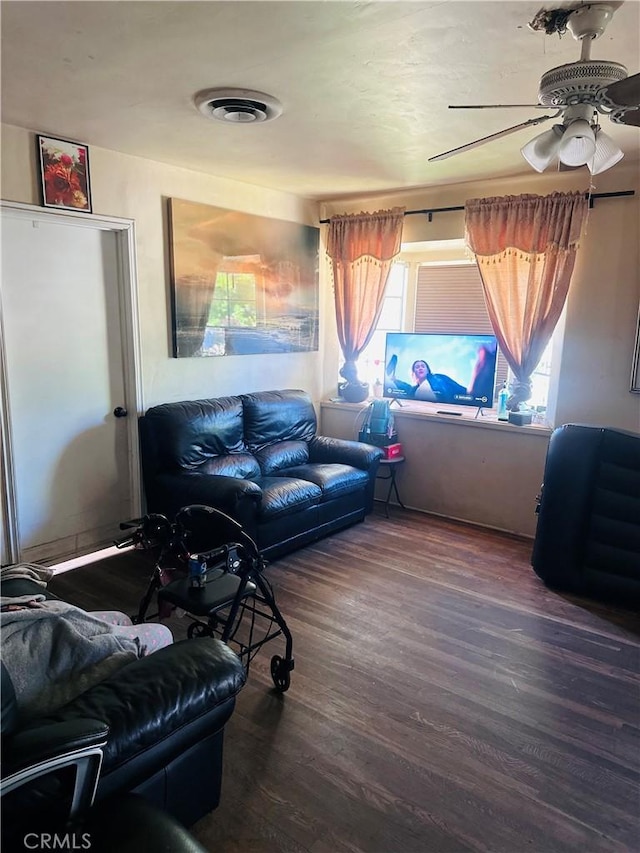 1196 N Hamilton Blvd, Pomona, CA 91768 - living area with wood finished floors and a ceiling fan