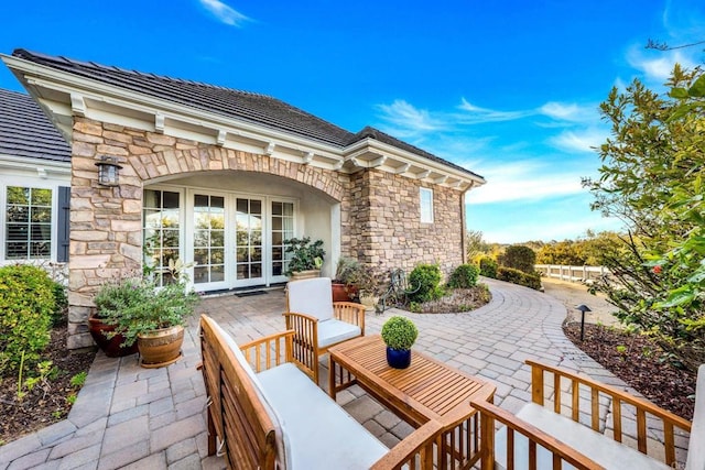 3401 Adams Run, Encinitas, CA 92024 - view of patio / terrace featuring french doors and an outdoor living space