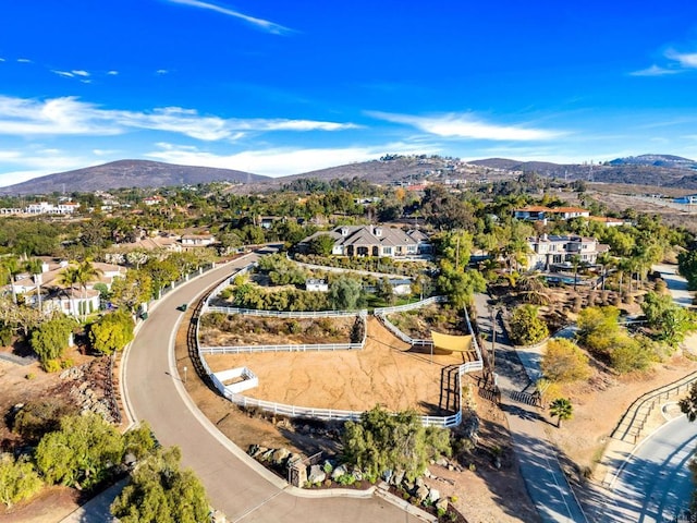3401 Adams Run, Encinitas, CA 92024 - aerial view of property's location with a mountainous background and nearby suburban area