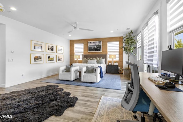 4173 Caribbean St, Oxnard, CA 93035 - bedroom with a desk, wood finished floors, multiple windows, and recessed lighting