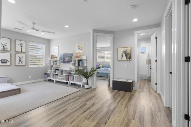 4173 Caribbean St, Oxnard, CA 93035 - hall with plenty of natural light, wood finished floors, baseboards, and recessed lighting