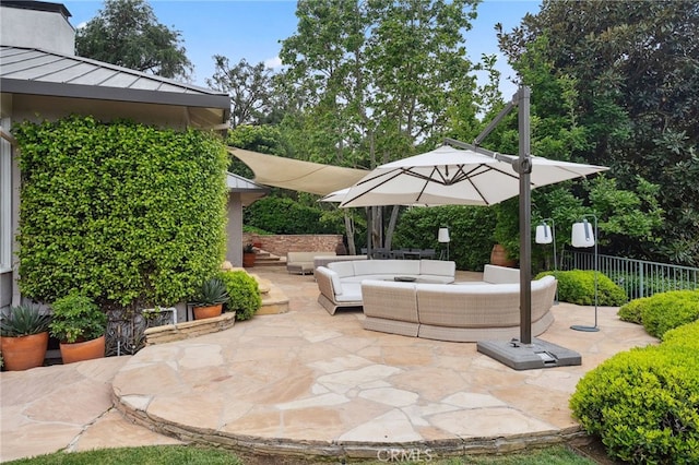 3818 Hollyline Ave, Sherman Oaks, CA 91423 - view of patio with an outdoor hangout area and fence