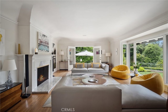 3818 Hollyline Ave, Sherman Oaks, CA 91423 - living room featuring wood finished floors and a fireplace