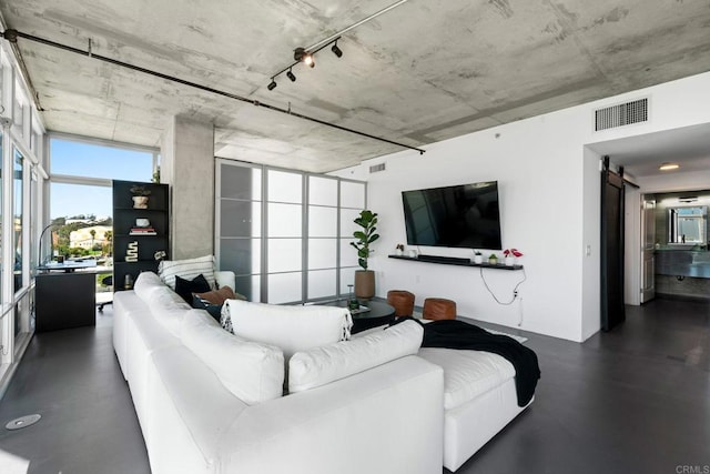 1080 Park Blvd Unit 701, San Diego, CA 92101 - living room featuring concrete floors and a barn door