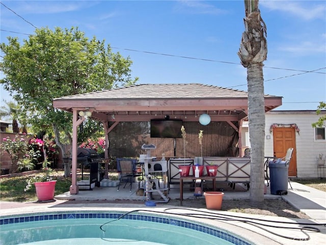 10922 Vickers Dr, Garden Grove, CA 92840 - outdoor pool with a gazebo and a patio