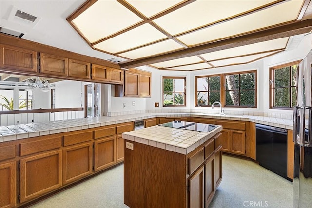 537 Avenida Buenos Aires, San Clemente, CA 92672 - kitchen with black appliances, brown cabinets, and plenty of natural light
