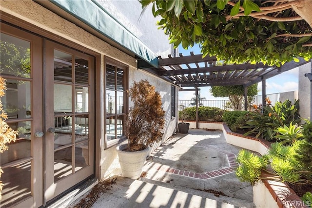 537 Avenida Buenos Aires, San Clemente, CA 92672 - view of patio / terrace featuring a pergola, fence, and french doors