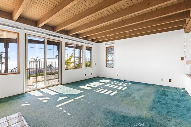 537 Avenida Buenos Aires, San Clemente, CA 92672 - empty room featuring beam ceiling, carpet floors, and wood ceiling
