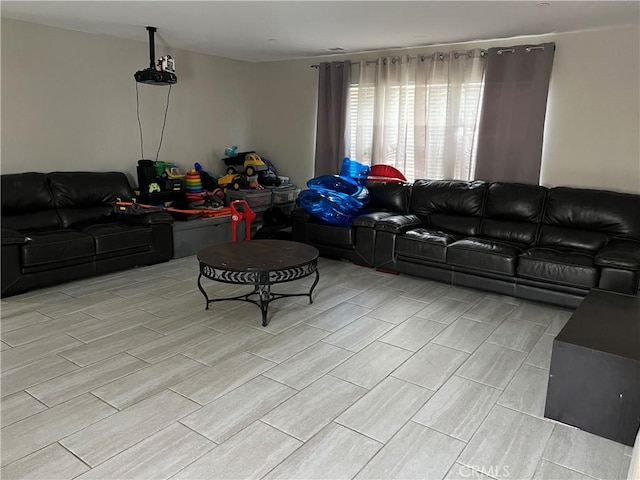 living area with wood finish floors