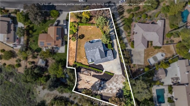 529 Manzanita Rd, Redlands, CA 92373 - aerial view of residential area with property boundaries highlighted