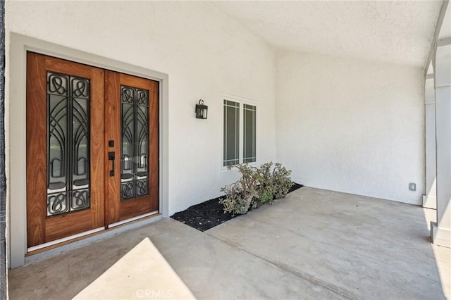 529 Manzanita Rd, Redlands, CA 92373 - property entrance featuring stucco siding and french doors
