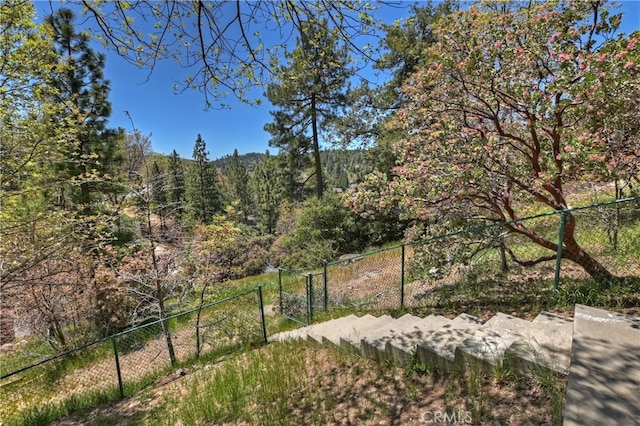 27757 N Bay Rd, Lake Arrowhead, CA 92352 - view of yard with fence and a view of trees
