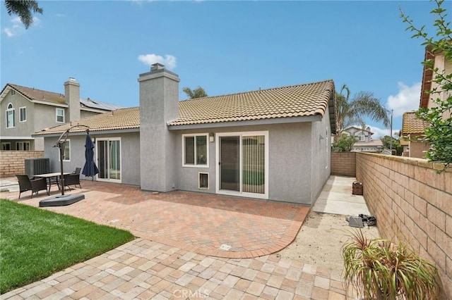 2925 Greenbriar Dr, Ontario, CA 91761 - back of house featuring a fenced backyard, stucco siding, a patio, and a tiled roof
