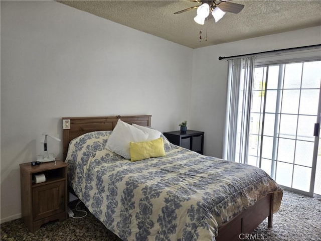 2149 Clover St, Simi Valley, CA 93065 - bedroom featuring carpet, multiple windows, a textured ceiling, and ceiling fan