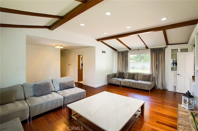18041 Acre St, Northridge, CA 91325 - living room featuring dark wood-type flooring, baseboards, and recessed lighting