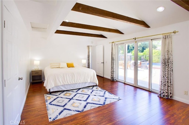 18041 Acre St, Northridge, CA 91325 - bedroom featuring baseboards, access to exterior, wood finished floors, and recessed lighting