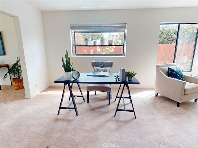 10531 Angel Ave, Fountain Valley, CA 92708 - home office featuring plenty of natural light, light colored carpet, and baseboards