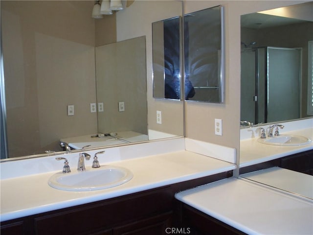 1110 Laurelhurst, San Jacinto, CA 92582 - bathroom with vanity and an enclosed shower