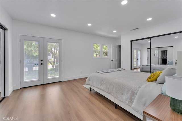 1925 N Marengo Ave, Pasadena, CA 91103 - bedroom featuring french doors, access to outside, recessed lighting, wood finished floors, and baseboards