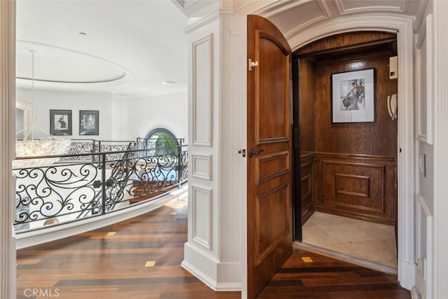28 Shoreridge, Newport Coast, CA 92657 - hall with wood finished floors and an upstairs landing