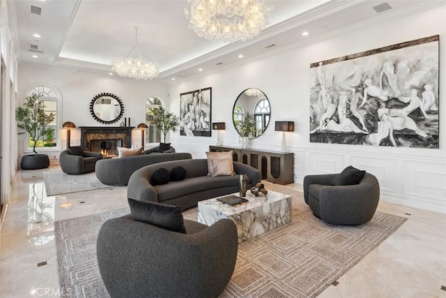 28 Shoreridge, Newport Coast, CA 92657 - common area featuring recessed lighting, crown molding, a decorative wall, and a wainscoted wall