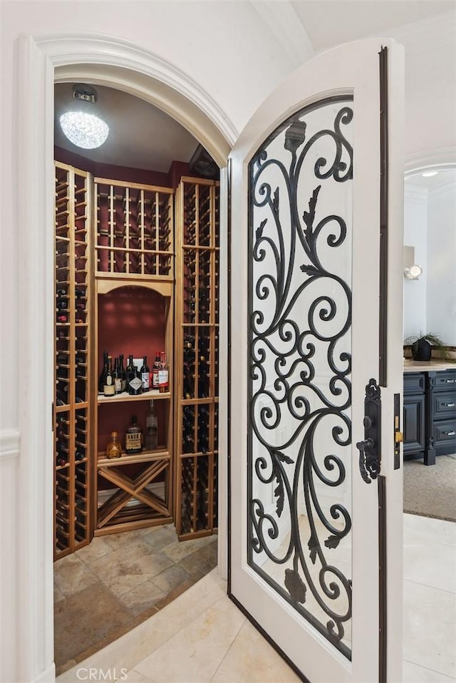 28 Shoreridge, Newport Coast, CA 92657 - wine cellar with arched walkways