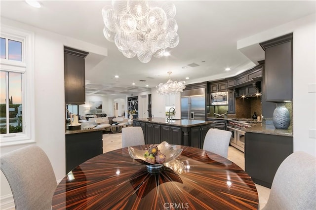 28 Shoreridge, Newport Coast, CA 92657 - dining room featuring a chandelier and recessed lighting