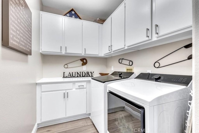 73 Melrose Dr, Mission Viejo, CA 92692 - clothes washing area with washer and dryer, cabinet space, and light wood finished floors