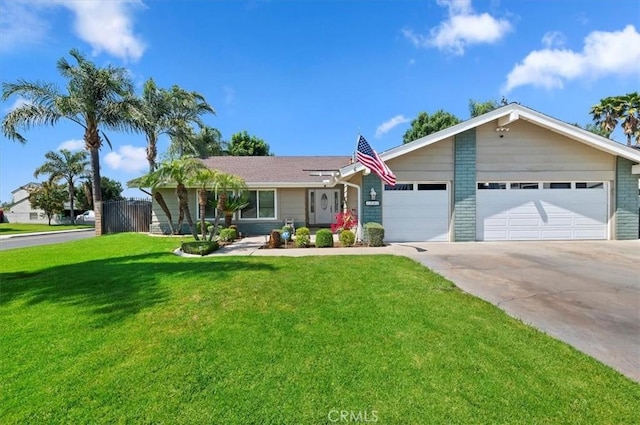 ranch-style house with concrete driveway and a garage