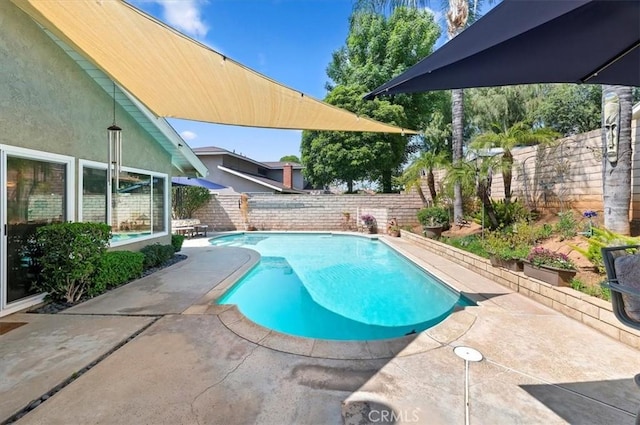 view of pool featuring a patio and a fenced backyard