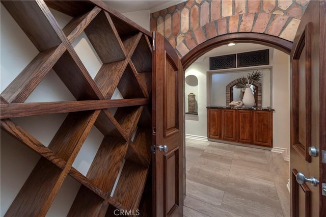 339 Via Lido Soud, Newport Beach, CA 92663 - wine area featuring arched walkways and baseboards