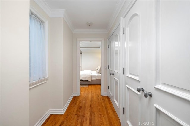 339 Via Lido Soud, Newport Beach, CA 92663 - corridor with wood finished floors, crown molding, and baseboards