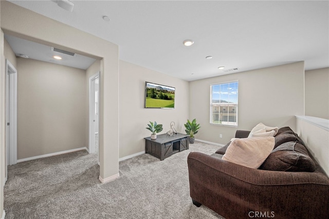 27490 Grand Teton Ct, Menifee, CA 92585 - living area featuring carpet floors, baseboards, and recessed lighting