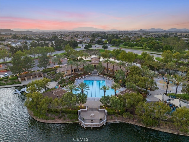 27490 Grand Teton Ct, Menifee, CA 92585 - drone / aerial view of a pool area and a water and mountain view