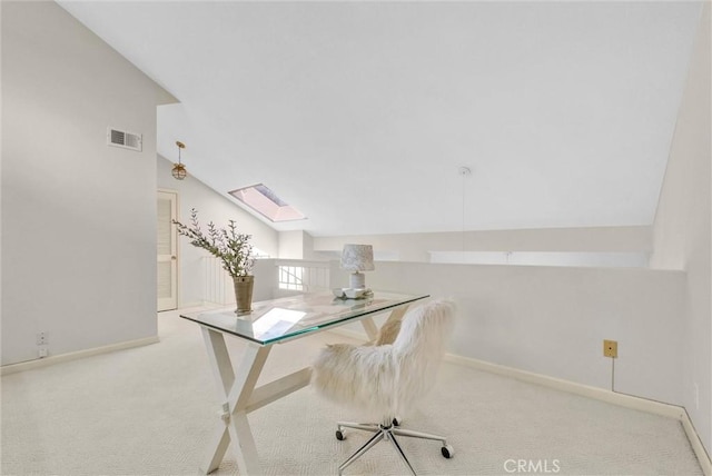 7402 Yellowtail Dr Unit 204, Huntington Beach, CA 92648 - office space featuring vaulted ceiling, carpet floors, and a skylight