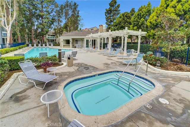 7402 Yellowtail Dr Unit 204, Huntington Beach, CA 92648 - community pool featuring a hot tub, a pergola, and a patio area