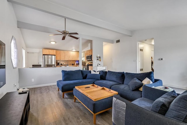 2045 Cardinal Dr, San Diego, CA 92123 - living area with wood finished floors, ceiling fan, and baseboards
