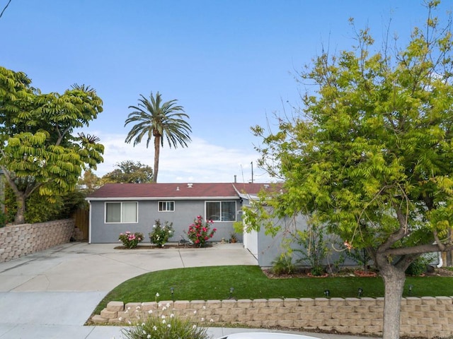 2045 Cardinal Dr, San Diego, CA 92123 - ranch-style home with stucco siding, a front lawn, and concrete driveway