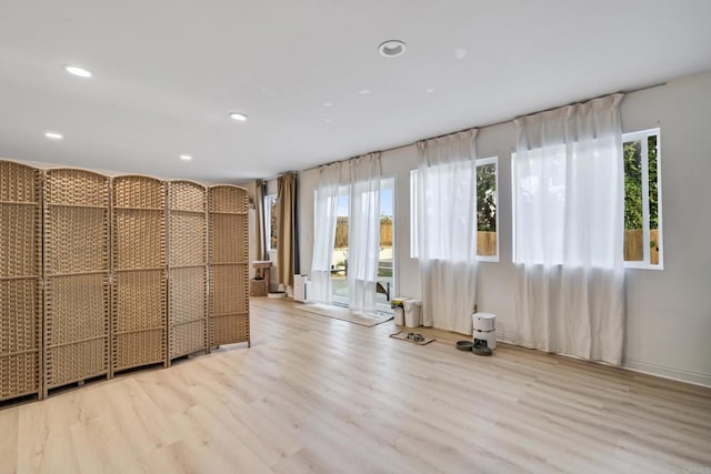 2045 Cardinal Dr, San Diego, CA 92123 - workout room with wood finished floors and recessed lighting