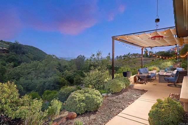 2021 Willow Glen Rd, Fallbrook, CA 92028 - view of yard with a patio, a pergola, and a view of trees