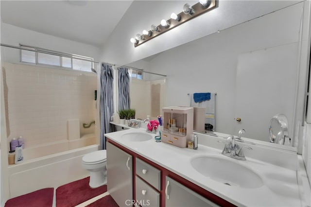 14028 Yorktown Ct, Fontana, CA 92336 - full bath with toilet, shower / bath combo, and double vanity