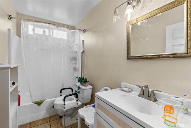 2522 S Calaveras Pl, Ontario, CA 91761 - full bath with tile patterned floors, toilet, shower / bathtub combination with curtain, and vanity