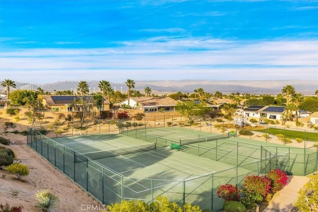 3773 Mission, Peak, Palm Springs, CA 92262 - view of tennis court with fence, a residential view, and a mountain view