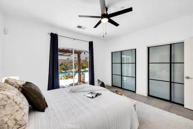 3773 Mission, Peak, Palm Springs, CA 92262 - bedroom with access to outside and a ceiling fan