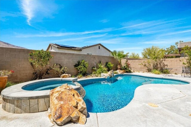 3773 Mission, Peak, Palm Springs, CA 92262 - view of pool featuring a fenced backyard, a pool with connected hot tub, and a patio area